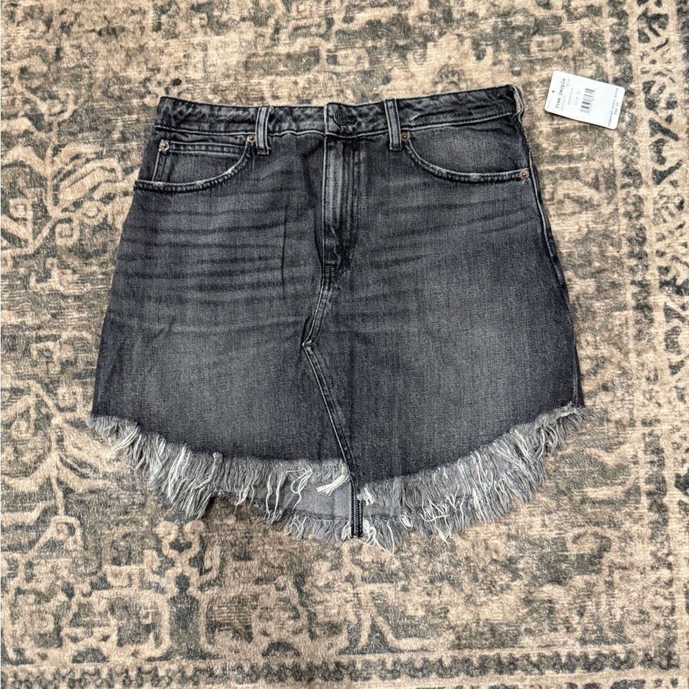 Free People Charcoal Frayed Hem Mini Skirt size 31